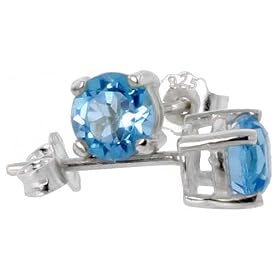 December Birthstone, Natural Blue Topaz 1 2 carat (5 mm) Size Brilliant Cut... by Sabrina Silver