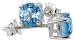 December Birthstone, Natural Blue Topaz 1/2 carat (5 mm) Size Brilliant Cut Stud Earrings in Sterling Silver Basket Settings