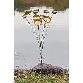 Japanese Garden Gifts - 24" Nine Bell Oriental Wind Chimes w/ Hydro Stone Base