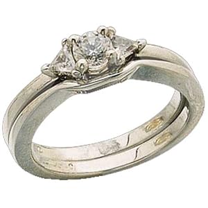 Platinum Trillion Cut Diamonds Pre-Set Wedding Ring Set