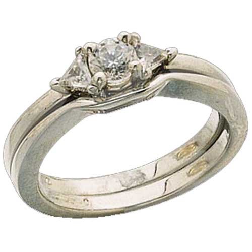 Platinum Trillion Cut Diamonds Pre-Set Wedding Ring Set