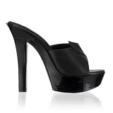 Sugar 5 Inch Sexy High Heel Shoes Womens Slip On Shoes Mini Platform Slide Shoes Black Leather / Black Pleaser CLEARANCE