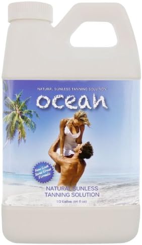 1/2 Gallon (2 Quarts) of OCEAN Simple Tan 8% "DHA" Sunless Tanning Solution with Medium Bronzer Color Guide