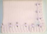 Bk82, Knitted on Hand Knitting Machine Finished with Hand Crochet Infant Girls Baby Pink Cotton Blanket Trimmed with Carnations