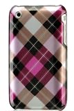 Pink Diagonal Plaid Checker Snap on Hard Skin Cover Case for Apple Iphone 3g 3gs 2nd Gen