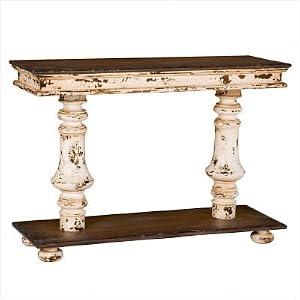 Console Pedestal Table in Crackle White Heritage Stain