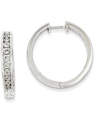 14k White Gold Diamond Hinged Hoop Earrings