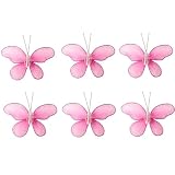 2 Dark Pink  Fuschia  Mini  X Small  Glitter Butterfly Butterflies 6pc set nylon nursery bedroom girls room ceiling wall decor wedding birthday party baby bridal shower