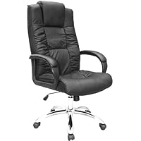 Leather Office Chair - High Back Executive Contemporary Swivel Chair - BT-932BK-GG