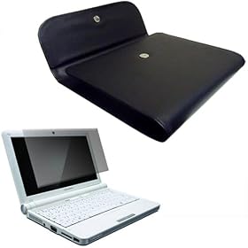 Leather Black Carrying Case Sleeve and Screen Protector / Guard for Acer Aspire One Series (10.1 Inch) Netbooks, Laptop, Computer, Notebook