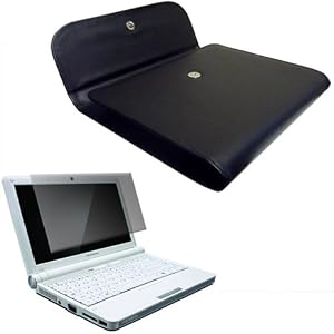 Leather Black Carrying Case Sleeve and Screen Protector Guard for Lenovo Ideapad S10... by Gizmo Dorks