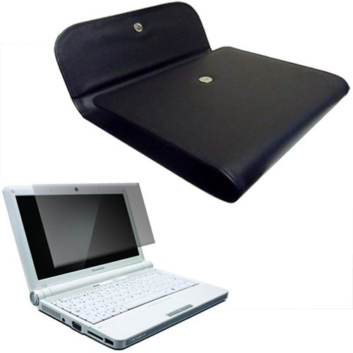 Leather Black Carrying Case Sleeve and Screen Protector Guard for Acer Aspire One Series 101 Inch Netbooks - Laptop - Computer - Notebook