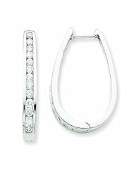 1.1 Carat 14K White Gold Diamond Hoop Earrings