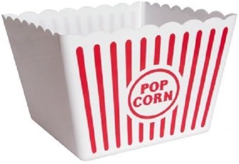 Party Maiden Plastic Popcorn Tub - 8.5" Square (1 Red Bowl)