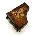 Sorrento Top Quality Musical Piano With Violin And Floral Inlay Box (Ebony & Ivory (Sankyo, Blk))