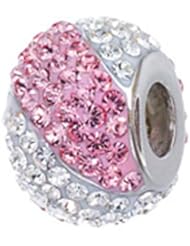 Zable(tm) Sterling Silver Light Pink and White Stripes Bead / Charm