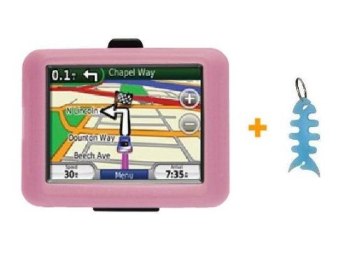 Pink Silicone Skin Case Cover + Baby Blue Fishbone Style Keychain for 3.5