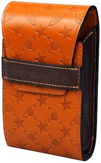 (ヴィヴィアンウエストウッド)Vivienne Westwood オーブ&スターモノグラム柄レザーシガレットケース オレンジ