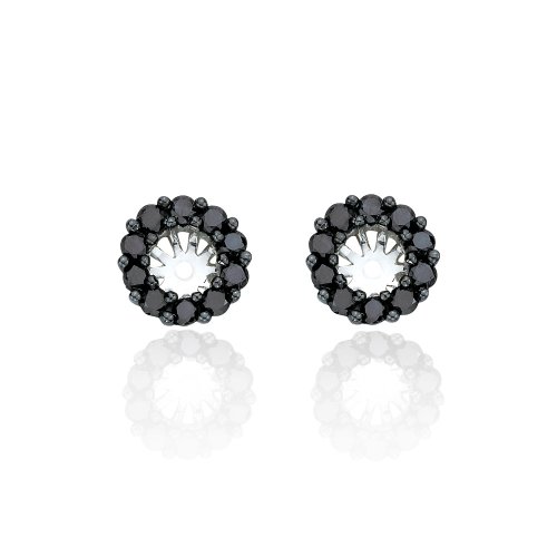 14k White Gold Black Diamond Earring Jackets for 1 Carat Stud Earrings (1/2 cttw)