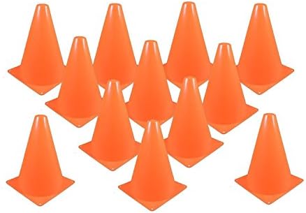 Trekking Tribe Marker Cones (Set of 12), Sport Training Traffic Cones Soccer Cones with Multipurpose (Soccer,Football,Hockey,etc.), 7-Inch Orange