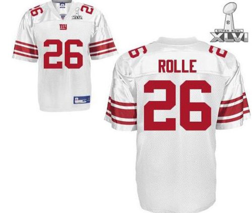 2012 Super Bowl Giants #26 Rolle white jerseys size 48-56