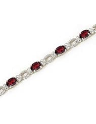 14kt Yellow Gold Oval Garnet and Diamond Bracelet