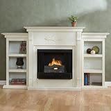 Thompson Gel Fireplace with Bookcases - Antique White