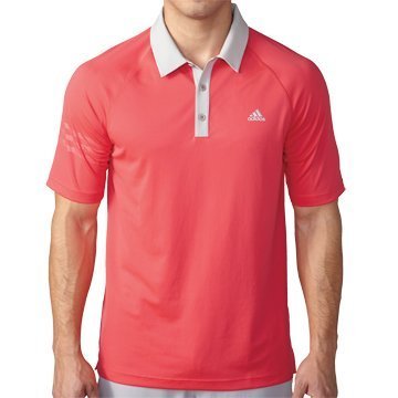 adidas Golf Men's Climachill 3-Stripes Polo Shirt, Shock Red/Stone, Small