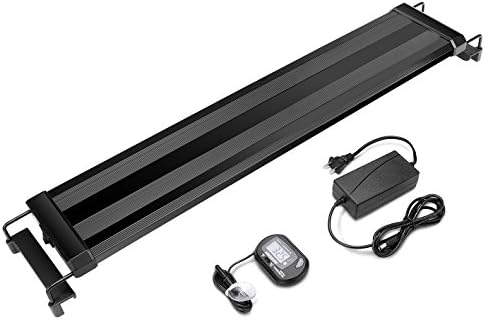 Innocheer Aquarium Hood Fish Tank LED Light (Blue and White) with Extendable Bracket Used for Freshwater and Saltwater, with LCD Digital Fish Tank Aquarium Thermometer