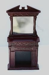 SALE!!! Dollhouse Miniature Mahogany Fireplace with Mirror