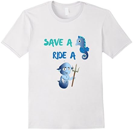 Men's Save A Seahorse Ride A Merman - Sea Creature T-Shirt Large White