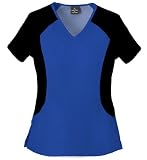 Baby Phat Womens Raglan Livin Stretch Raglan Knit Sleeve and Knit Side Panels Scrub Top with 2 Hidden Inseam Pockets
