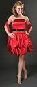 #7022 - BEST SELLER - Perfect formal evening dress for any formal occasion. Poly satin short strapless dress, pick-up balloon skirt with contrast ribbon tie accents at the natural waist, matching shawl - (Available in Dusty Rose, Black, Red in XS to XL)