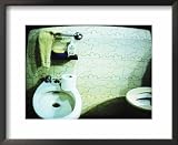 Television Screen Showing Toilet and Bidet Framed Art Poster Print, 22x18