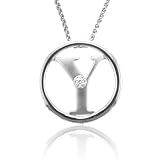 41D31enSyNL. SL160  Sterling Silver Alphabet Initial Letter Y Diamond Pendant Necklace (HI, SI3 I1, 0.05 carat)   All 26 Letters Available