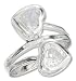Sterling Silver Wrap Around Double Heart Ring with Clear Cubic Zirconias