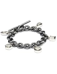 Moritz Glik "Kaleidoscope" 14K Gold and Oxidized Silver Diamond Multi Charm Bracelet