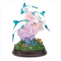 Dolphins on Wood Base with LED Lights