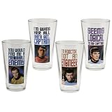 Vandor Star Trek 16-Ounce Glass Set, 4 Glasses per Set, Multicolored