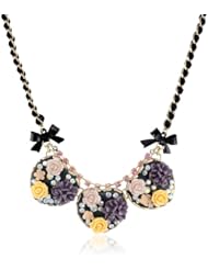 Betsey Johnson "Fabulous Flowers" Flower Heart Necklace, 19"