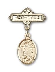 Gold Filled Baby Badge with St. Madeline Sophie Barat Charm and Godchild Badge Pin