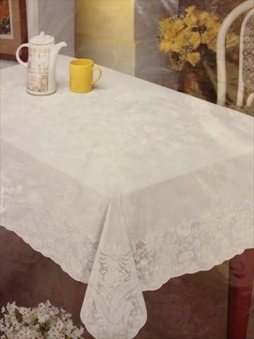 Home Products TABLECLOTH-L-90 60 in. x 90 in. Lace Look Vinyl Tablecloth - Round
