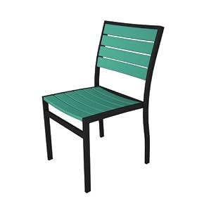 Polywood Euro All-Weather Chair, Black with Turquoise Slats