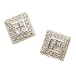 14K White Gold Four-sided Figure Diamond Fashion Earrings