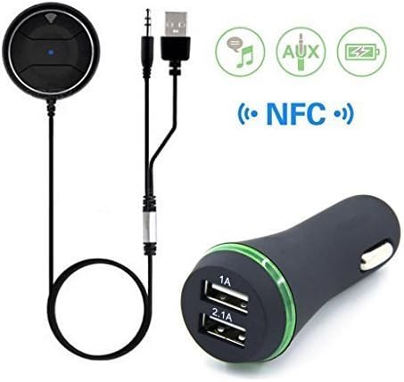 Likisme® Bluetooth4.0 Hands Free Car Adapter Calling Receiver kit With NFC Function USB Car Charger AUX Cable Wireless