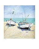 Two Moored Boats Subject Art Poster Print by Jane Hewlett, 16x20