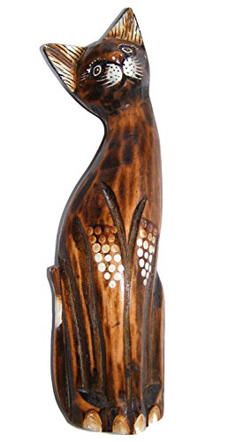 One World is Enough Fair Trade Hand Carved Wooden Papa Cat from Bali, Sold, Usually despatched Next Working Day.