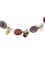 SS 16in Carnelian/Citrine/Crystal/Mother Of Pearl/Tigers Eye Necklace
