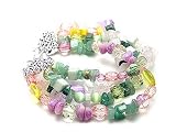 Bright Colored Multi-Strand Stretch Bracelet with Genuine Jade