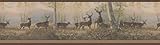 Brewster 145B64994 Northwoods Lodge Running Brown Deer Border Wallpaper [並行輸入品]